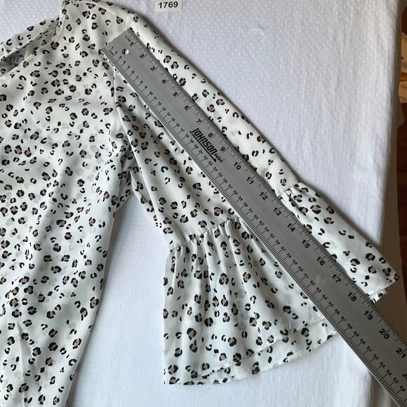 Elle Women’s 3/4 Sleeve Leopard Print Semi Sheer Blouse size XL, Off White - Picture 5 of 9